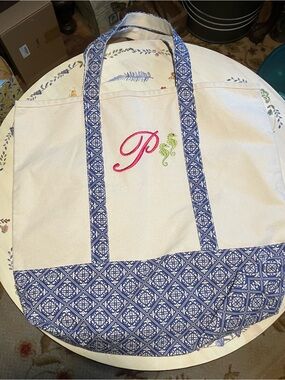 Monogrammed tote with the letter P